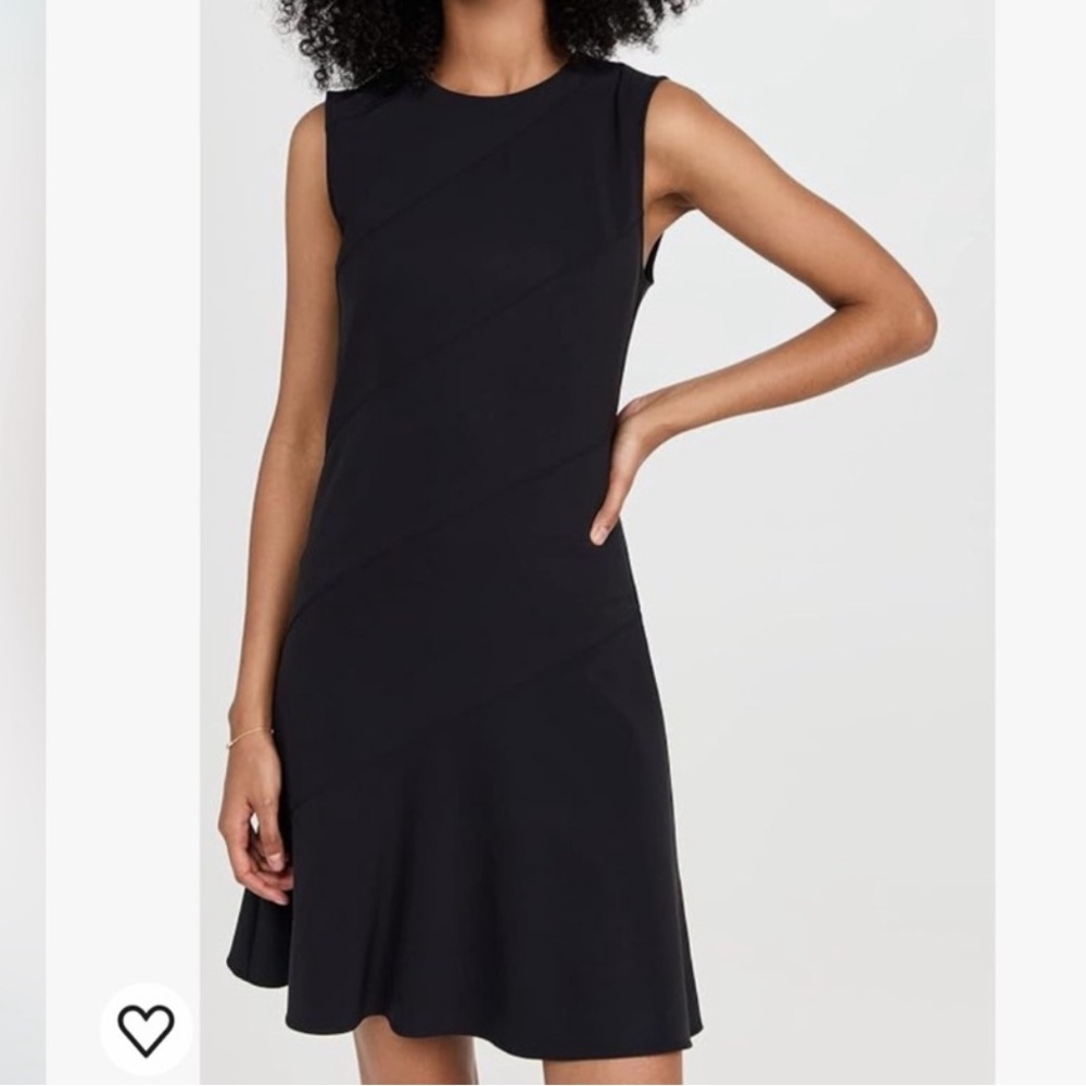 THEORY Black Precision Ponte Diagonal Drape Sheath Dress Size 10 - Picture 2 of 11